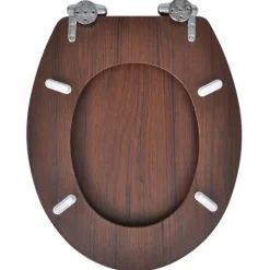 vidaXL Asiento inodoro WC tapa de cierre suave MDF marrón Clearance