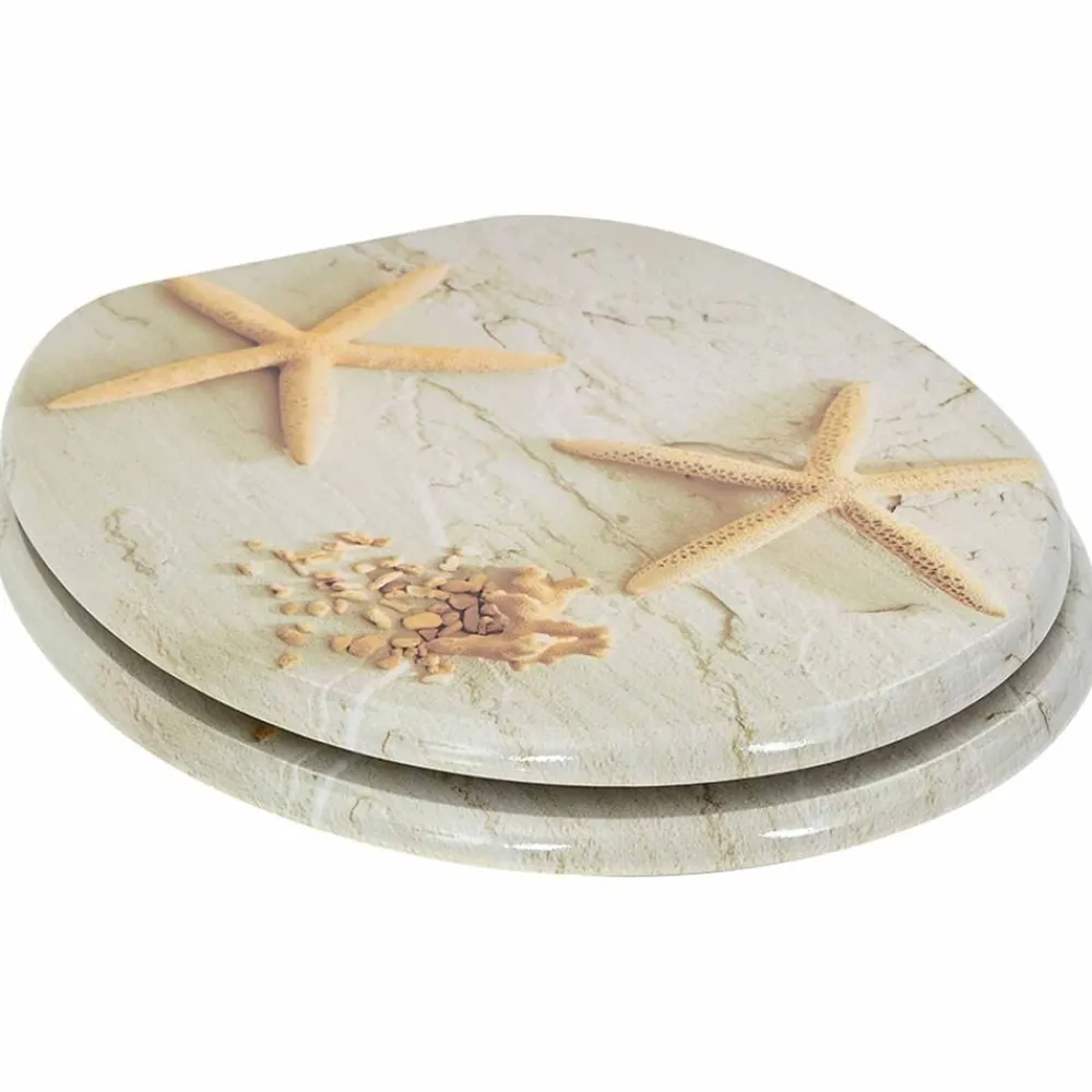 vidaXL Fontanería-Asiento inodoro WC 2 uds tapa cierre suave MDF estrella de mar