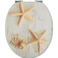vidaXL Fontanería-Asiento inodoro WC 2 uds tapa cierre suave MDF estrella de mar