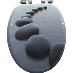 vidaXL Asiento inodoro WC con tapa de cierre suave MDF diseño piedras Clearance