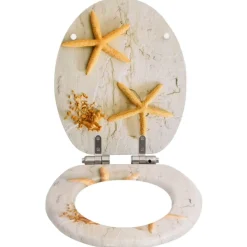 vidaXL Asiento inodoro WC con tapa de cierre suave MDF estrella de mar Outlet