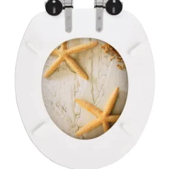 vidaXL Asiento inodoro WC con tapa de cierre suave MDF estrella de mar Outlet