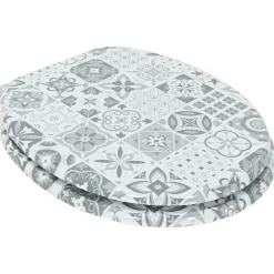 vidaXL Fontanería-Asiento inodoro WC 2 uds tapa cierre suave MDF diseño porcelana