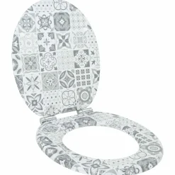 vidaXL Fontanería-Asiento inodoro WC 2 uds tapa cierre suave MDF diseño porcelana
