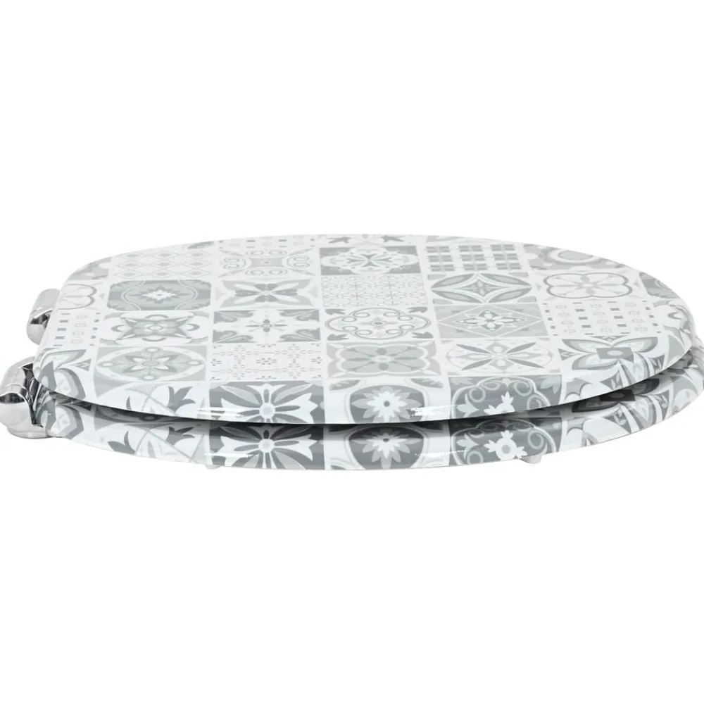 vidaXL Fontanería-Asiento inodoro WC 2 uds tapa cierre suave MDF diseño porcelana