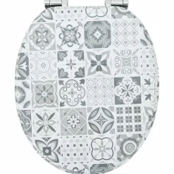 vidaXL Fontanería-Asiento inodoro WC 2 uds tapa cierre suave MDF diseño porcelana