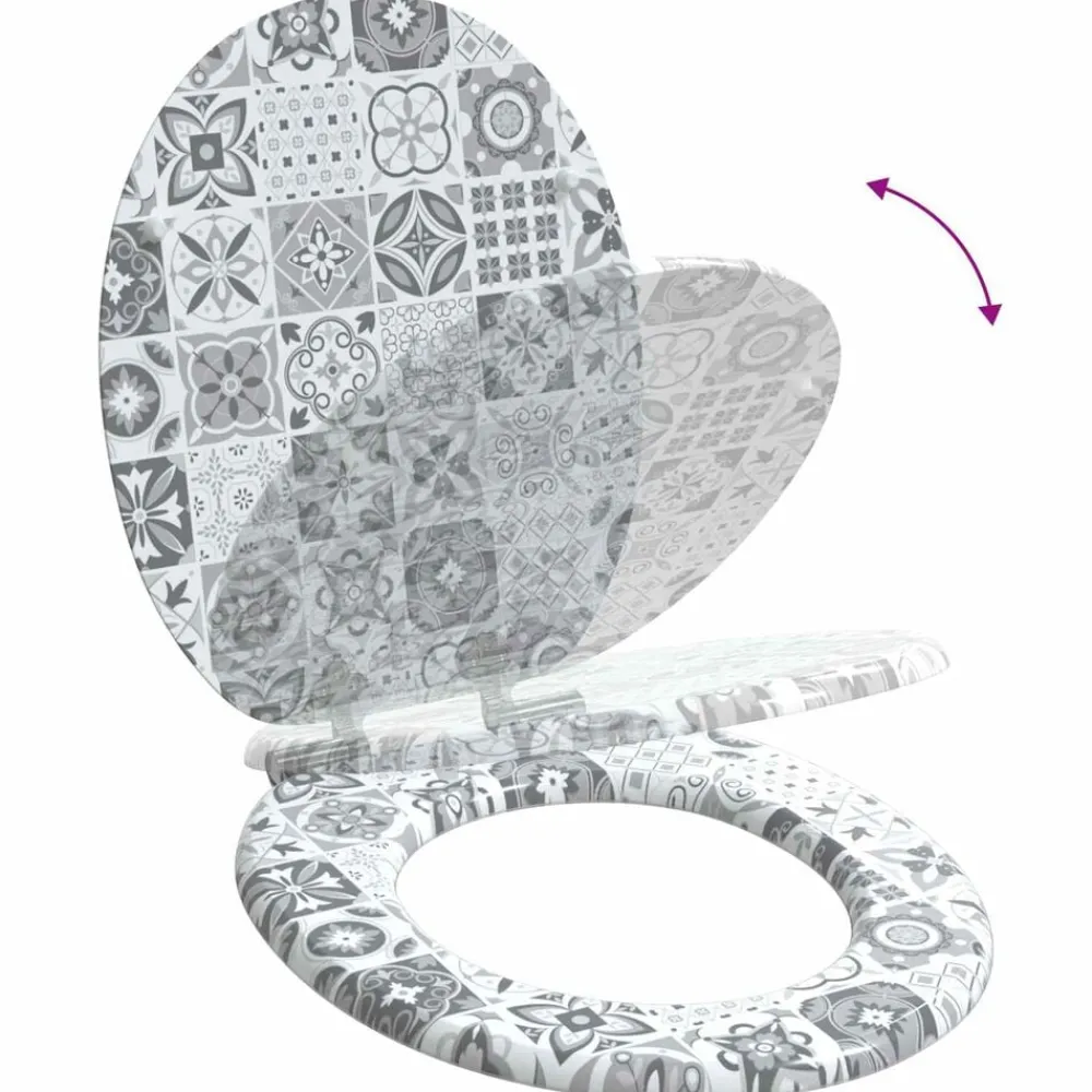vidaXL Fontanería-Asiento inodoro WC 2 uds tapa cierre suave MDF diseño porcelana