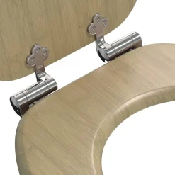 vidaXL Fontanería-Asiento inodoro WC 2 uds tapa de cierre suave MDF diseño bambú