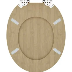 vidaXL Fontanería-Asiento inodoro WC 2 uds tapa de cierre suave MDF diseño bambú