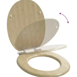 vidaXL Fontanería-Asiento inodoro WC 2 uds tapa de cierre suave MDF diseño bambú