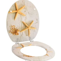 vidaXL Fontanería-Asiento inodoro WC MDF tapa de estrellas de mar