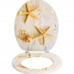 vidaXL Fontanería-Asiento inodoro WC MDF tapa de estrellas de mar