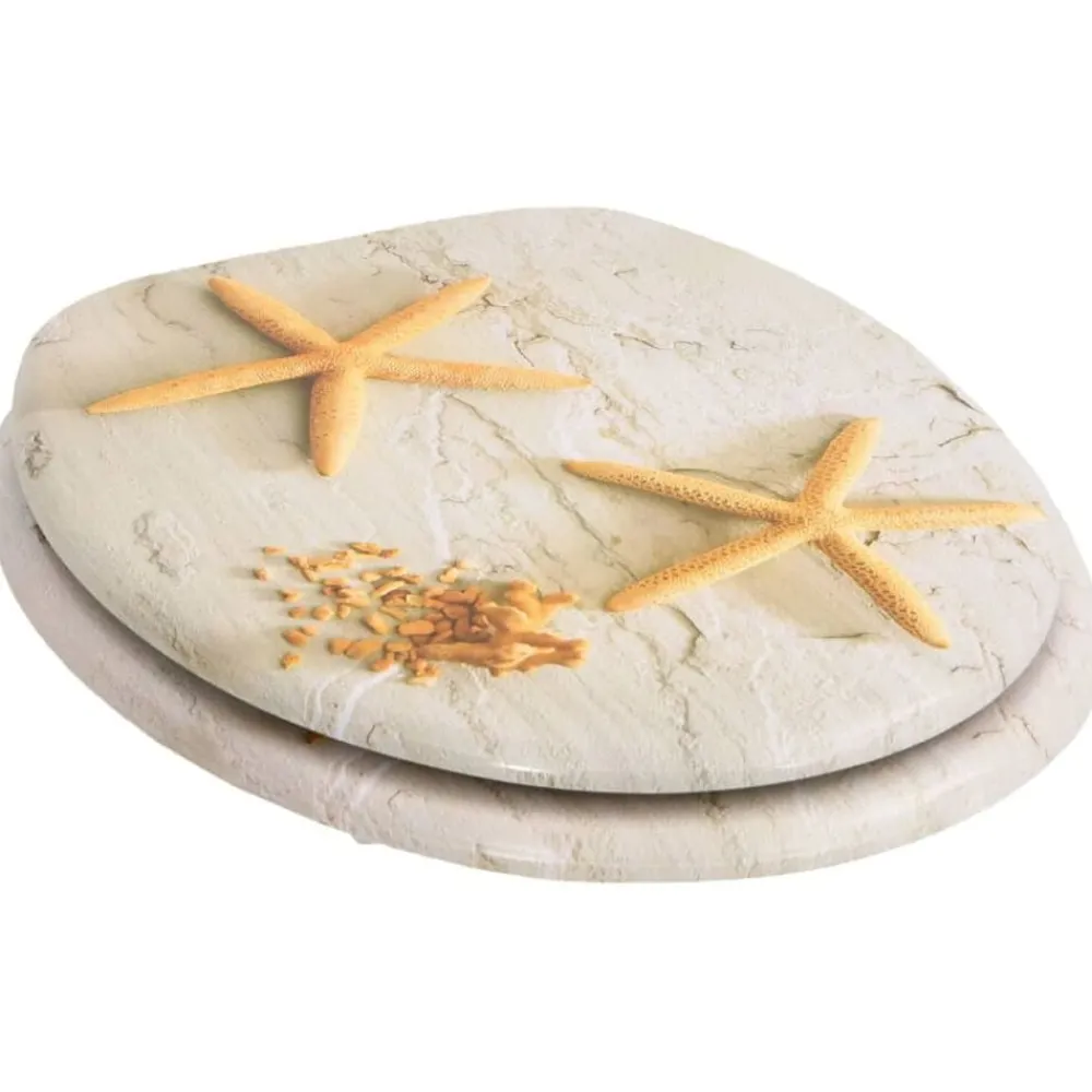 vidaXL Fontanería-Asiento inodoro WC MDF tapa de estrellas de mar