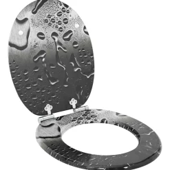 vidaXL Asiento inodoro WC 2 uds tapa cierre suave MDF diseño gota agua Clearance
