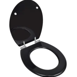 vidaXL Asiento inodoro WC MDF tapa de cierre suave diseño negro Sale
