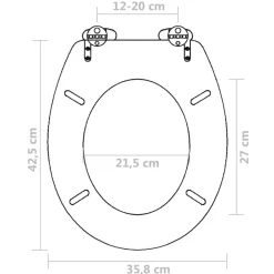 vidaXL Asiento inodoro WC MDF tapa de cierre suave diseño negro Sale