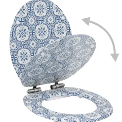 vidaXL Fontanería-Asiento inodoro WC tapa de cierre suave MDF diseño porcelana