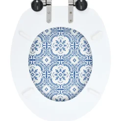 vidaXL Fontanería-Asiento inodoro WC tapa de cierre suave MDF diseño porcelana