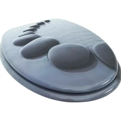 vidaXL Fontanería-Asiento inodoro WC MDF tapa piedras