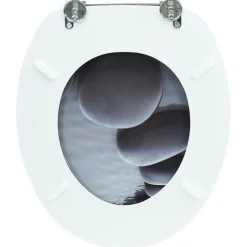 vidaXL Fontanería-Asiento inodoro WC MDF tapa piedras
