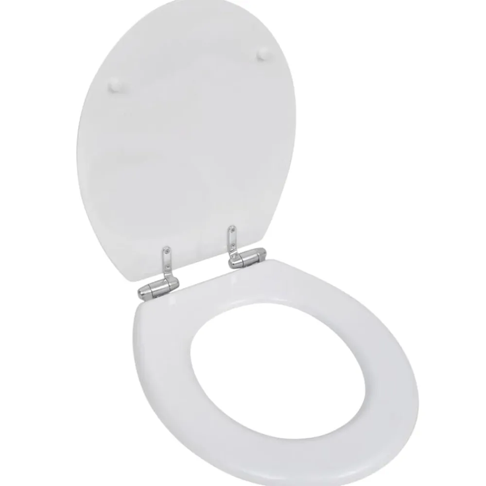 vidaXL Fontanería-Asiento inodoro WC MDF tapa de cierre suave diseño blanco