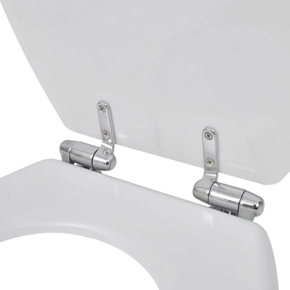 vidaXL Fontanería-Asiento inodoro WC MDF tapa de cierre suave diseño blanco