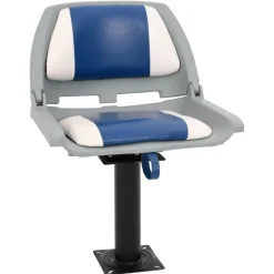 vidaXL Asiento para barco con pedestal giratorio 360° Azul y blanco Best