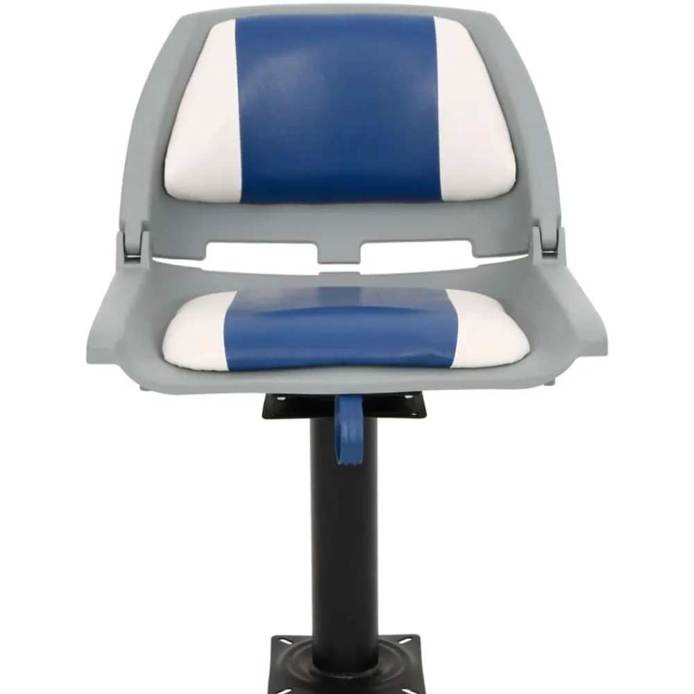 vidaXL Asiento para barco con pedestal giratorio 360° Azul y blanco Best
