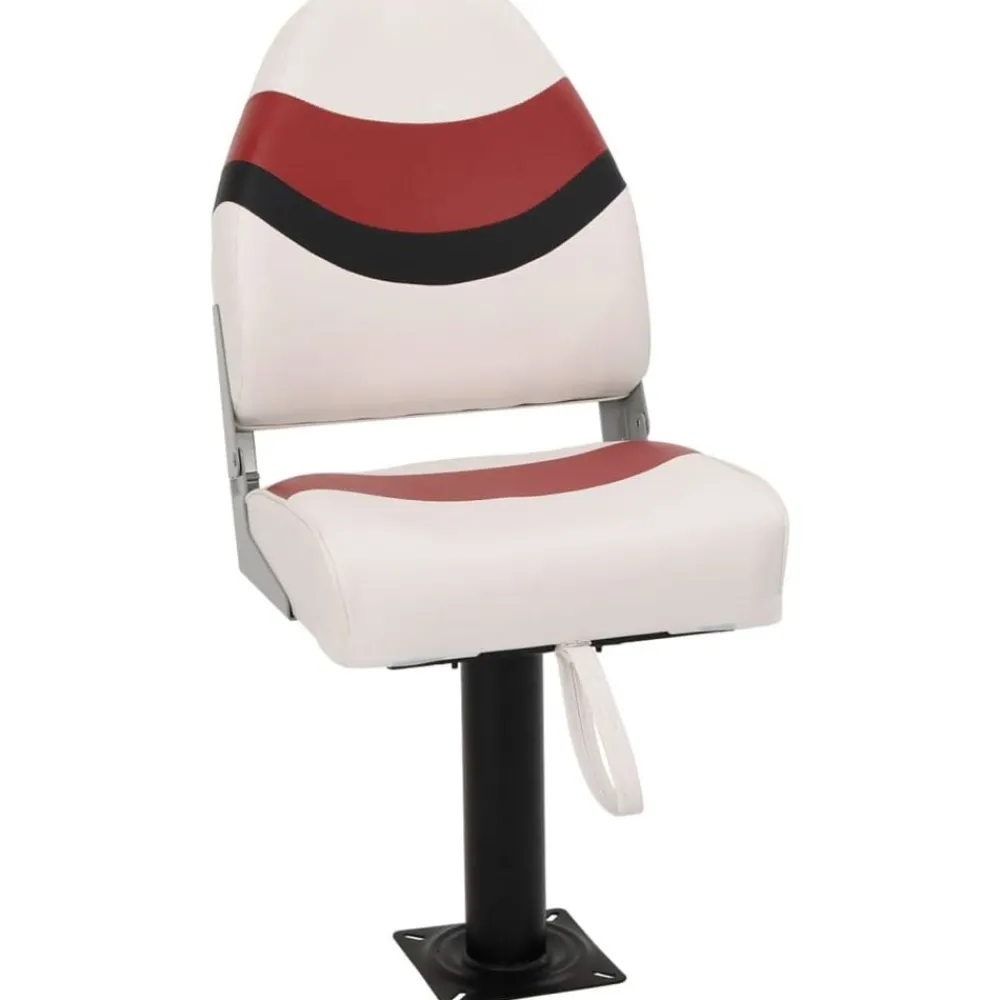 vidaXL Asiento para barco con pedestal giratorio 360° Blanco y rojo Online