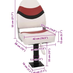 vidaXL Asiento para barco con pedestal giratorio 360° Blanco y rojo Online