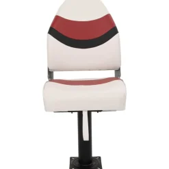 vidaXL Asiento para barco con pedestal giratorio 360° Blanco y rojo Online