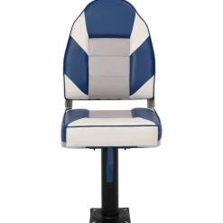 vidaXL Asiento para barco con pedestal giratorio 360° Blanco y azul Online