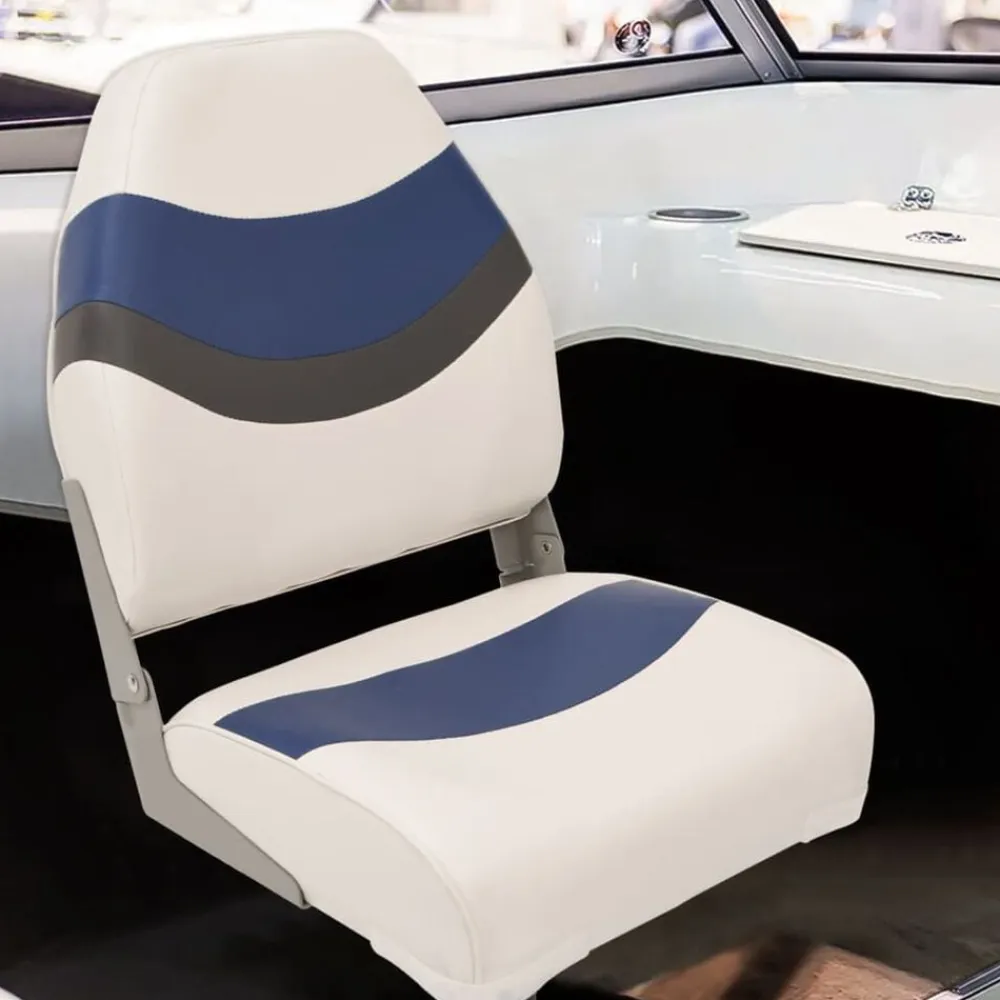 vidaXL Asiento para barco con pedestal giratorio 360° Blanco y azul New