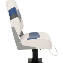 vidaXL Asiento para barco con pedestal giratorio 360° Blanco y azul New