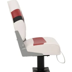 vidaXL Asiento para barco con pedestal giratorio 360° Blanco y rojo Best