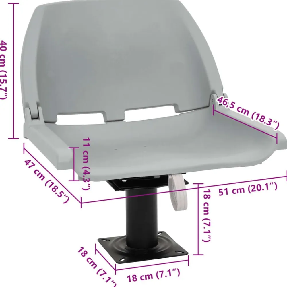 vidaXL Asiento para barco con pedestal giratorio 360° Gris New