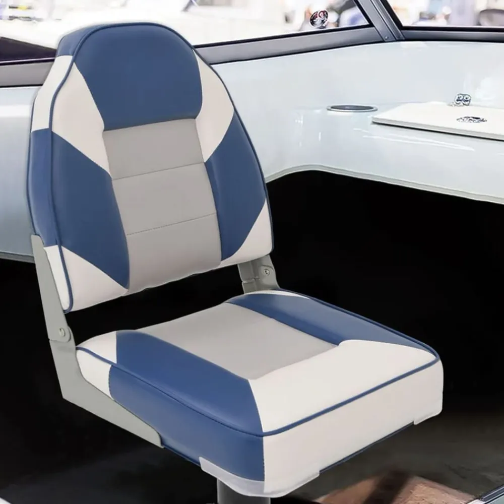 vidaXL Asiento para barco con pedestal giratorio 360° Blanco y azul New