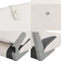vidaXL Asiento plegable para barco 1 juego con respaldo bajo correa fijación gris oscuro y blanco Online