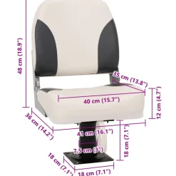 vidaXL Asiento plegable para barco 1 juego con respaldo bajo correa fijación gris oscuro y blanco Online