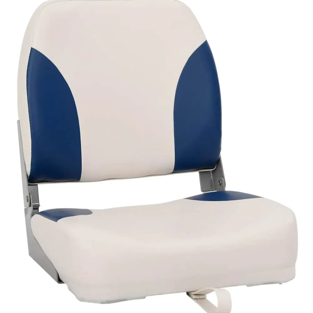 vidaXL Asiento plegable para barco 1 juego con cojín blanco y azul Azul y blanco Best