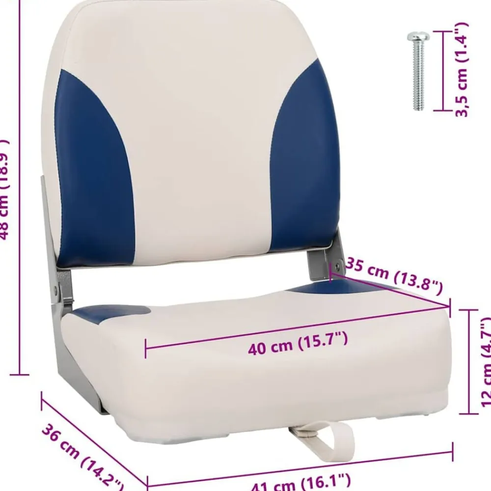 vidaXL Asiento plegable para barco 1 juego con cojín blanco y azul Azul y blanco Best