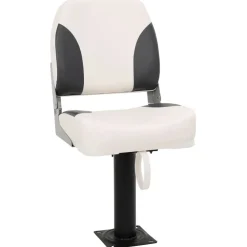 vidaXL Asiento plegable para barco 1 juego con respaldo bajo correa fijación gris oscuro y blanco Hot