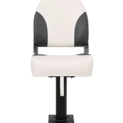 vidaXL Asiento plegable para barco 1 juego con respaldo bajo correa fijación gris oscuro y blanco Hot
