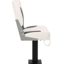 vidaXL Asiento plegable para barco 1 juego con respaldo bajo correa fijación gris oscuro y blanco Hot