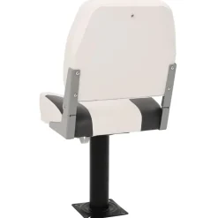 vidaXL Asiento plegable para barco 1 juego con respaldo bajo correa fijación gris oscuro y blanco Hot