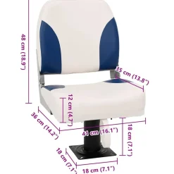 vidaXL Asiento plegable para barco 1 juego 41x36x48 cm Azul y blanco Outlet