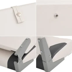 vidaXL Piezas Y Accesorios Para Vehículos-Asiento plegable para barco 1 juego con respaldo bajo correa fijación