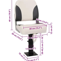 vidaXL Piezas Y Accesorios Para Vehículos-Asiento plegable para barco 1 juego con respaldo bajo correa fijación