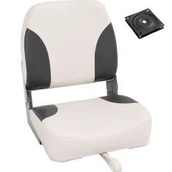 vidaXL Asiento plegable para barco 1 juego con respaldo bajo correa fijación gris oscuro y blanco Outlet