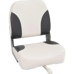 vidaXL Asiento plegable para barco 1 juego con respaldo bajo correa fijación gris oscuro y blanco Outlet